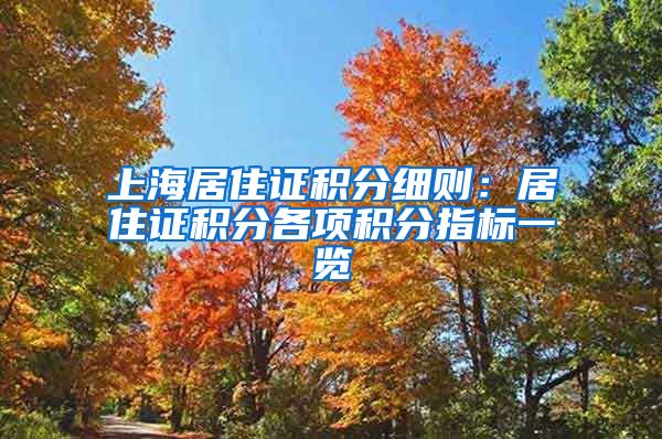 上海居住证积分细则：居住证积分各项积分指标一览