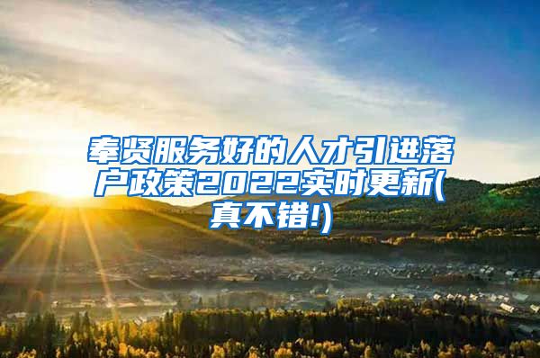 奉贤服务好的人才引进落户政策2022实时更新(真不错!)