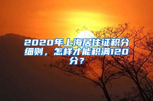 2020年上海居住证积分细则，怎样才能积满120分？