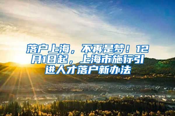 落户上海，不再是梦！12月1日起，上海市施行引进人才落户新办法