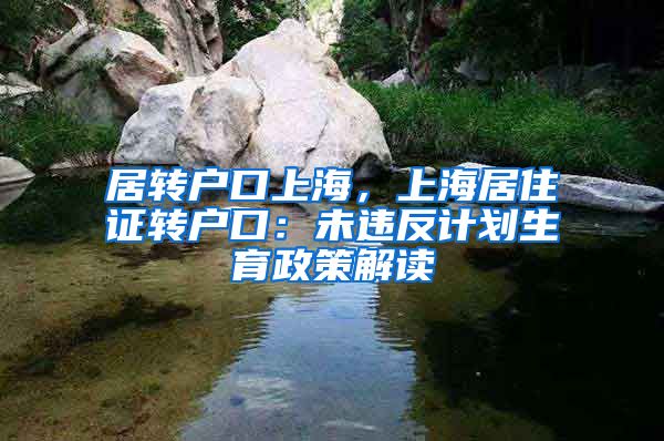 居转户口上海，上海居住证转户口：未违反计划生育政策解读