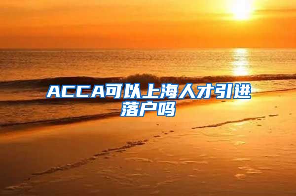 ACCA可以上海人才引进落户吗