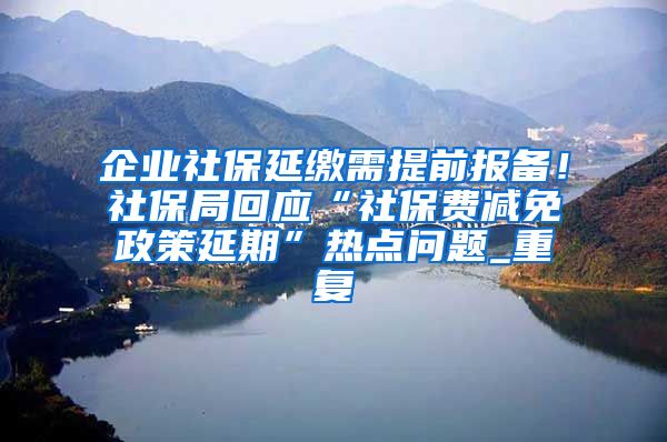 企业社保延缴需提前报备！社保局回应“社保费减免政策延期”热点问题_重复