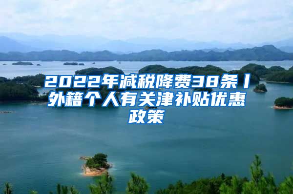 2022年减税降费38条丨外籍个人有关津补贴优惠政策