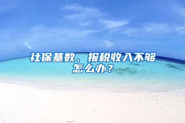 社保基数、报税收入不够怎么办？