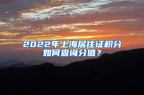 2022年上海居住证积分如何查询分值？