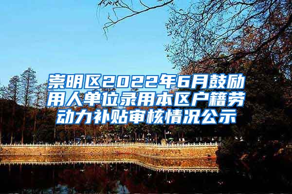 崇明区2022年6月鼓励用人单位录用本区户籍劳动力补贴审核情况公示