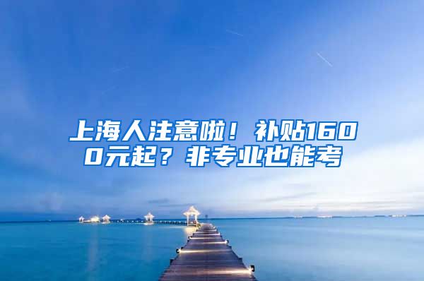 上海人注意啦！补贴1600元起？非专业也能考