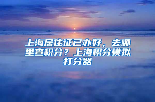 上海居住证已办好，去哪里查积分？上海积分模拟打分器