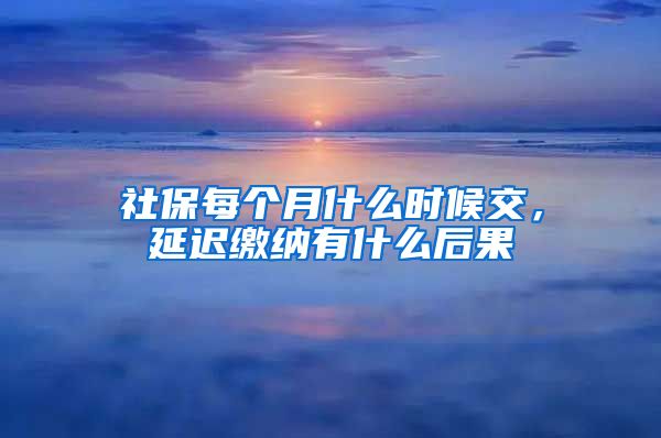 社保每个月什么时候交，延迟缴纳有什么后果