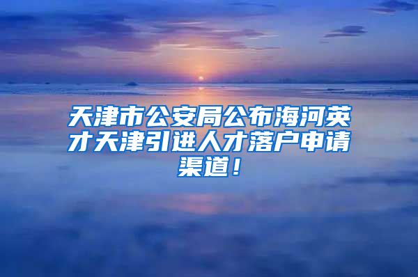 天津市公安局公布海河英才天津引进人才落户申请渠道！