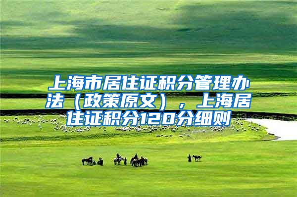 上海市居住证积分管理办法（政策原文），上海居住证积分120分细则