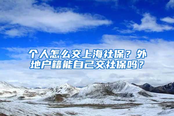 个人怎么交上海社保？外地户籍能自己交社保吗？