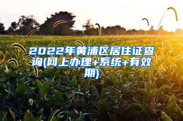 2022年黄浦区居住证查询(网上办理+系统+有效期)
