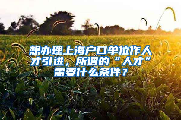 想办理上海户口单位作人才引进，所谓的“人才”需要什么条件？