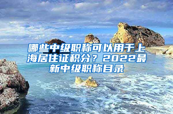 哪些中级职称可以用于上海居住证积分？2022最新中级职称目录