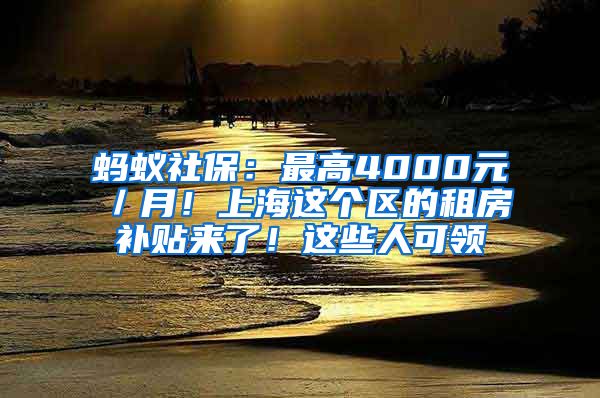 蚂蚁社保：最高4000元／月！上海这个区的租房补贴来了！这些人可领