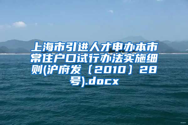 上海市引进人才申办本市常住户口试行办法实施细则(沪府发〔2010〕28号).docx