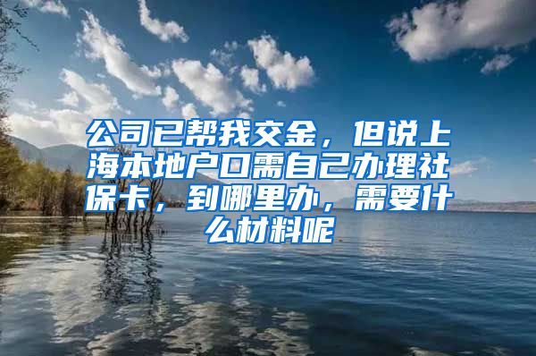 公司已帮我交金，但说上海本地户口需自己办理社保卡，到哪里办，需要什么材料呢