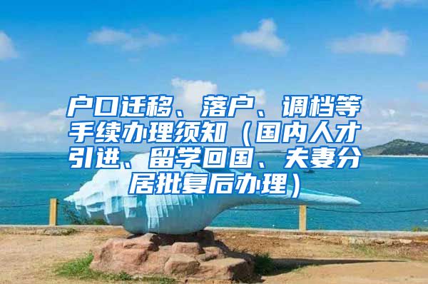 户口迁移、落户、调档等手续办理须知（国内人才引进、留学回国、夫妻分居批复后办理）