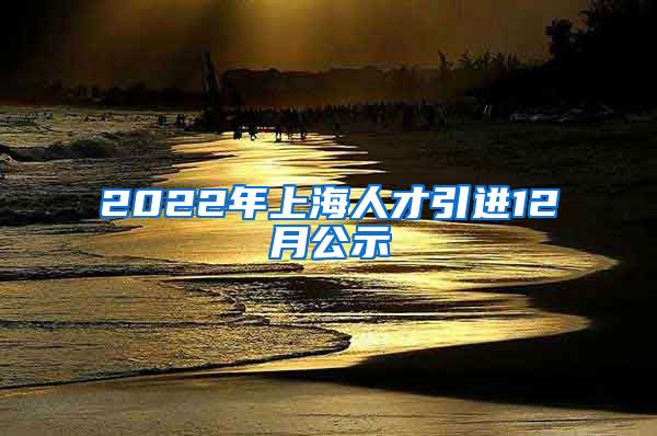 2022年上海人才引进12月公示