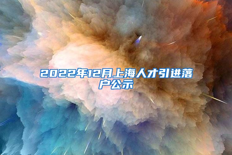 2022年12月上海人才引进落户公示