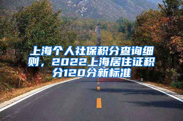 上海个人社保积分查询细则，2022上海居住证积分120分新标准