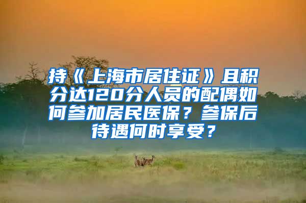 持《上海市居住证》且积分达120分人员的配偶如何参加居民医保？参保后待遇何时享受？