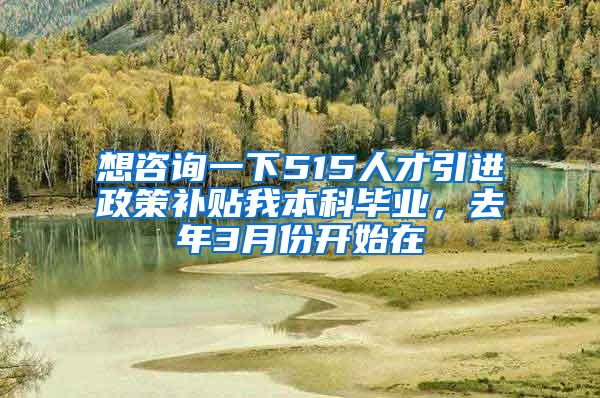 想咨询一下515人才引进政策补贴我本科毕业，去年3月份开始在