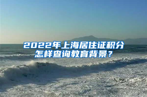 2022年上海居住证积分怎样查询教育背景？