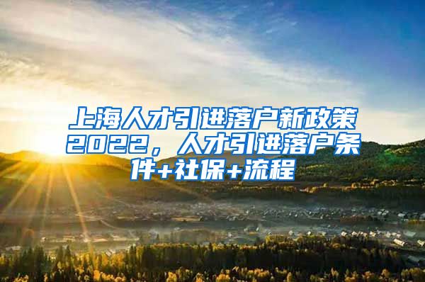 上海人才引进落户新政策2022，人才引进落户条件+社保+流程