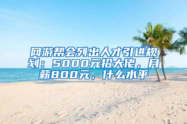 网游帮会列出人才引进规划：5000元招大佬，月薪800元，什么水平