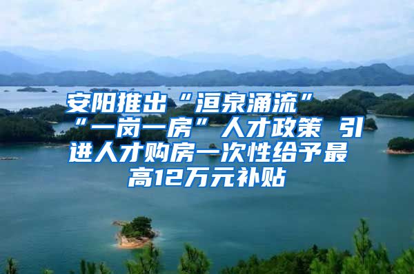 安阳推出“洹泉涌流”“一岗一房”人才政策 引进人才购房一次性给予最高12万元补贴