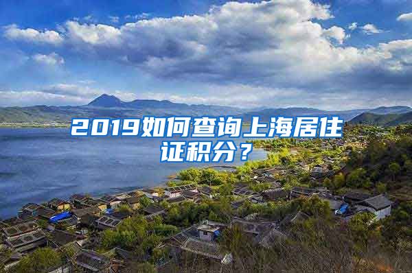 2019如何查询上海居住证积分？