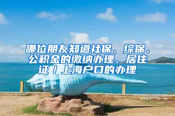 哪位朋友知道社保、综保、公积金的缴纳办理、居住证／上海户口的办理