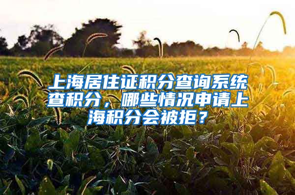 上海居住证积分查询系统查积分，哪些情况申请上海积分会被拒？