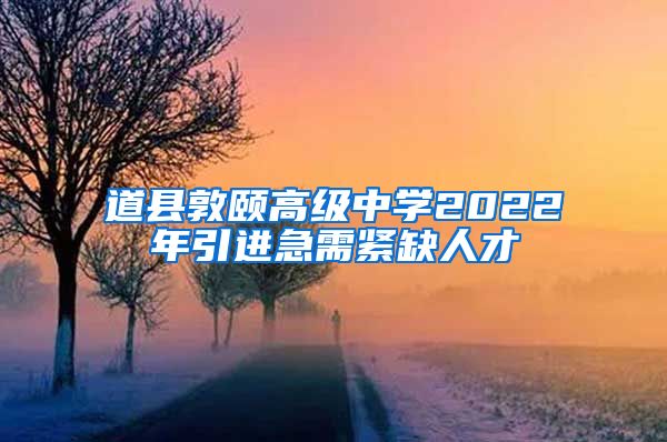 道县敦颐高级中学2022年引进急需紧缺人才