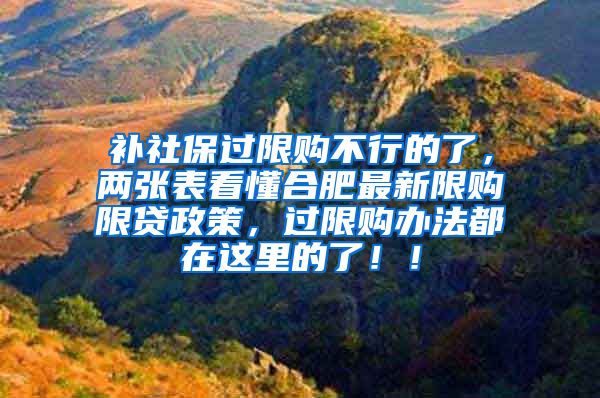 补社保过限购不行的了，两张表看懂合肥最新限购限贷政策，过限购办法都在这里的了！！