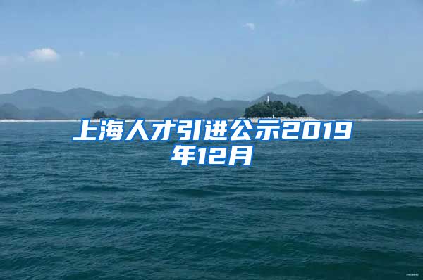 上海人才引进公示2019年12月