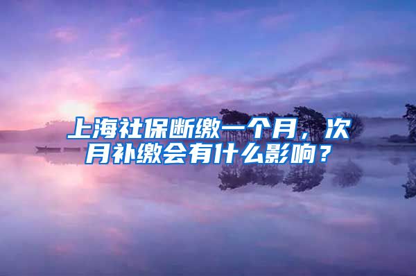 上海社保断缴一个月，次月补缴会有什么影响？