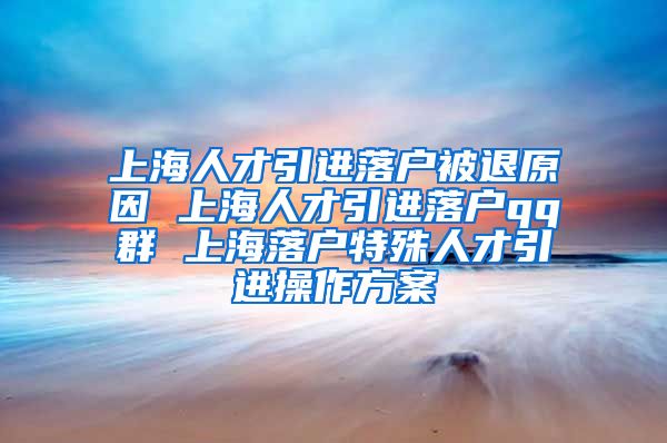 上海人才引进落户被退原因 上海人才引进落户qq群 上海落户特殊人才引进操作方案