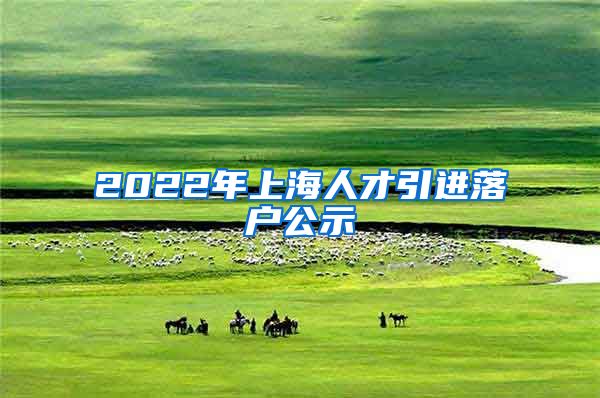 2022年上海人才引进落户公示