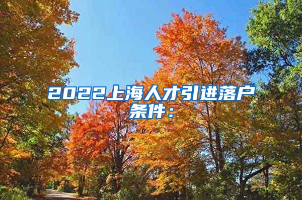 2022上海人才引进落户条件：