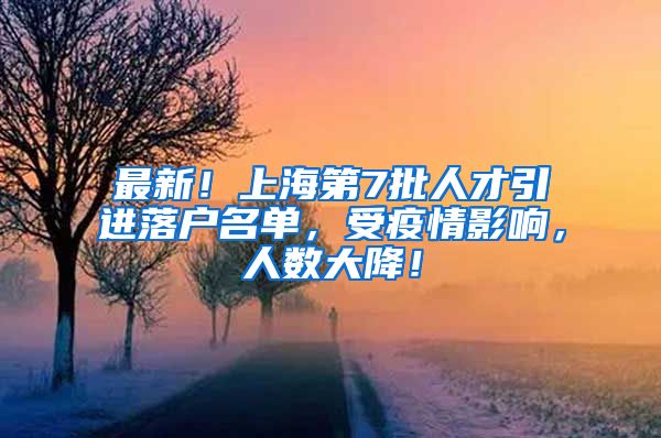最新！上海第7批人才引进落户名单，受疫情影响，人数大降！