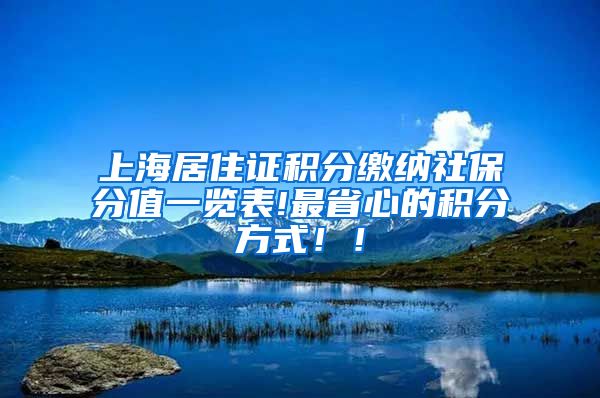 上海居住证积分缴纳社保分值一览表!最省心的积分方式！！