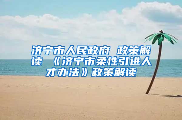 济宁市人民政府 政策解读 《济宁市柔性引进人才办法》政策解读