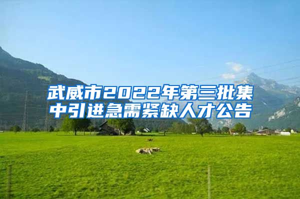 武威市2022年第三批集中引进急需紧缺人才公告