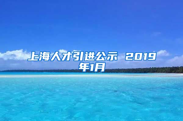 上海人才引进公示 2019年1月