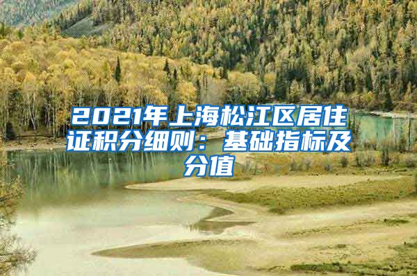 2021年上海松江区居住证积分细则：基础指标及分值