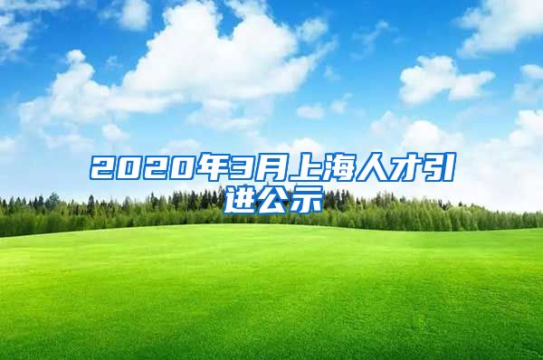 2020年3月上海人才引进公示